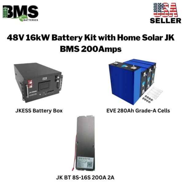 48V 16KW Battery Kit with Home Solar JK BMS 200Amps