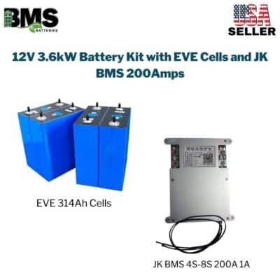 12V 3.6kW Battery Kit with EVE Cells and JK BMS 200Amps