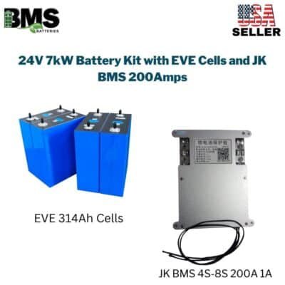 24V 7kW Battery Kit with EVE Cells and JK BMS 200Amps