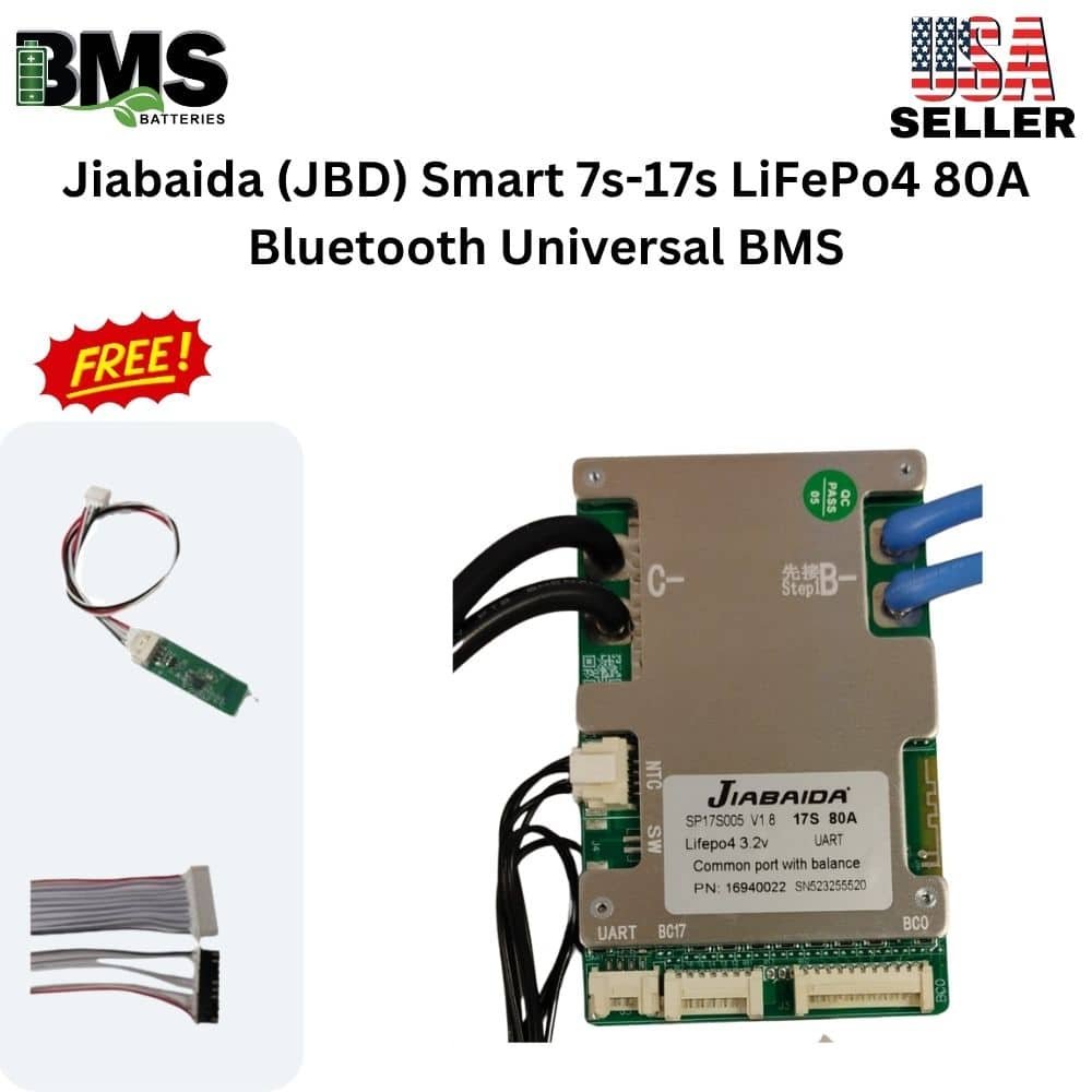 Jiabaida (JBD) Smart 7s-17s LiFePo4 80A Bluetooth Universal BMS