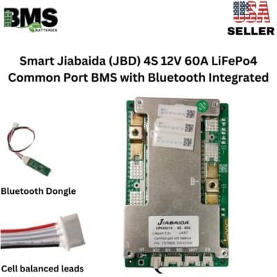 Smart Jiabaida (JBD) 4S 12V 60A LiFePo4 Common Port BMS with Bluetooth Integrated