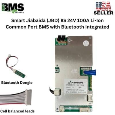 Smart Jiabaida (JBD) 8S 24V 100A Li-Ion Common Port BMS with Bluetooth Integrated