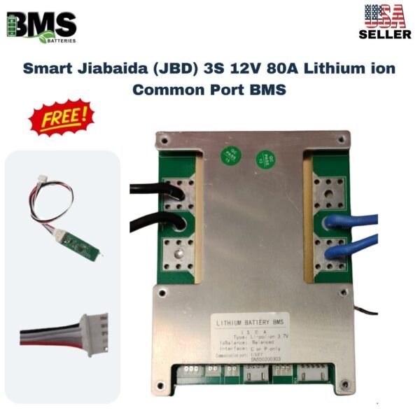 Smart Jiabaida (JBD) 3S 12V 80A Lithium ion Common Port Battery protection module.